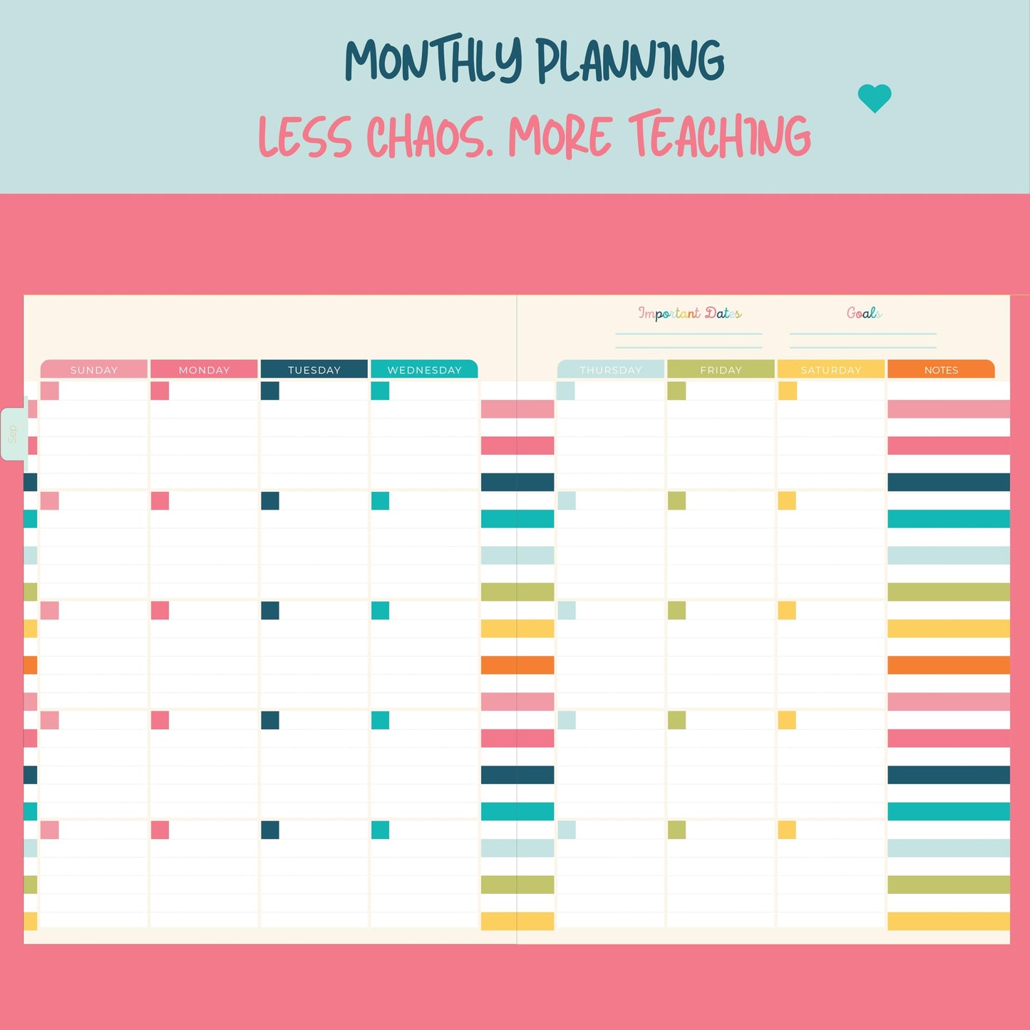 Undated Teacher Planner 8.5 x 11-12 Months & 52 Weeks | Colorful Ribbons Cover | Monthly & Weekly Lesson Plan Book with Stickers, Storage Pocket & Snap-In Bookmark | Classroom Organizer