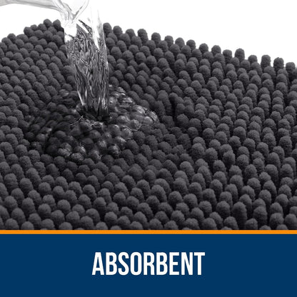 OLANLY Bathroom Runner Rugs - Soft Absorbent Chenille with Rubber Backing | 47x17 Inches, Dark Grey