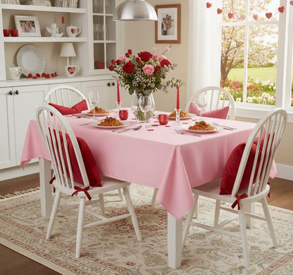 sancua Rectangle Tablecloth - 60 x 102 Inch - Stain and Wrinkle Resistant Washable Polyester Table Cloth, Decorative Fabric Table Cover for Dining Tables, Buffet Parties and Camping, Pink