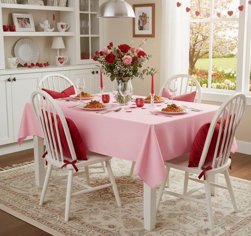sancua Rectangle Tablecloth - 54 x 120 Inch - Stain and Wrinkle Resistant Washable Polyester Table Cloth, Decorative Fabric Table Cover for Dining Tables, Buffet Parties and Camping, Pink
