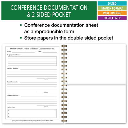 Elan Publishing Company HARDCOVER 7 Period Dated Teacher Lesson Plan; Days Horizontally Across The Top Dated for 2026-2027 Academic Year with Bonus Clip-in Bookmark (Black Tree Seasons)