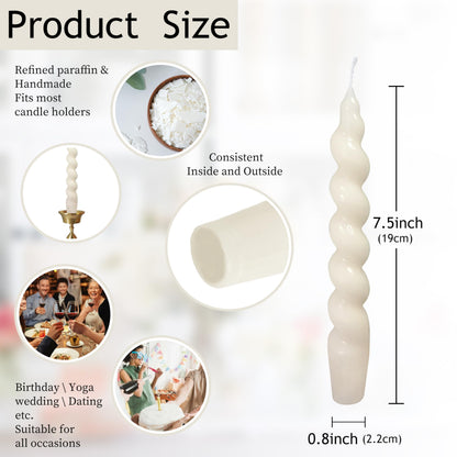 Spiral Taper Candles Stick Curve Unscented White Dinner Candle Twisted Candlesticks for Wedding Home Decor Holiday Relaxation Ambiance & Special Occasions