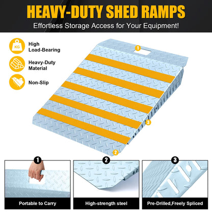 Otoolling 29" x 48" Heavy-Duty Shed Ramp for Riding Mower, Loading Ramps for Sheds Garage Threshold Doorway Lawn Mowers Tractor Snow Blower Wheelchairs Garden Cart, Anti-Slip Punch Plate