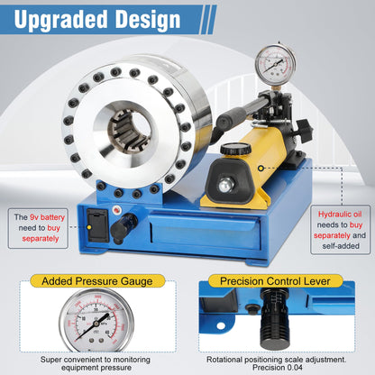 High Pressure Hydraulic Hose Line Crimping Tool With 8 Dies, Hydraulic Line Crimping Tool For Most Braided Hose Diameters 0.24” - 1.7”