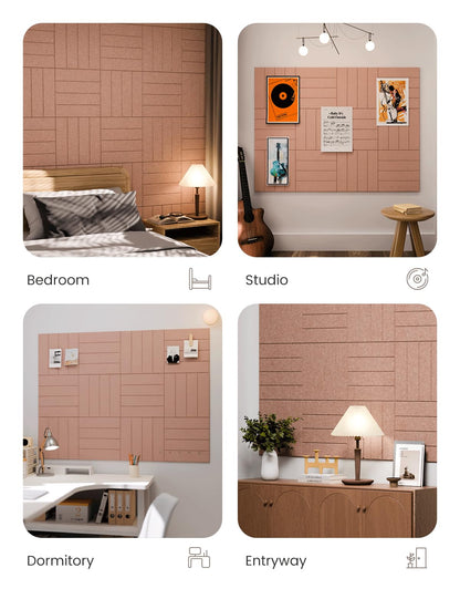 Large Felt Bulletin Board 48" x 36" Cork Board Alternative-12 Pack with 70 Safe Removable Adhesive Tabs, Felt Boards for Walls Cork Boards for Home Office Classroom Pin Board-Terracotta