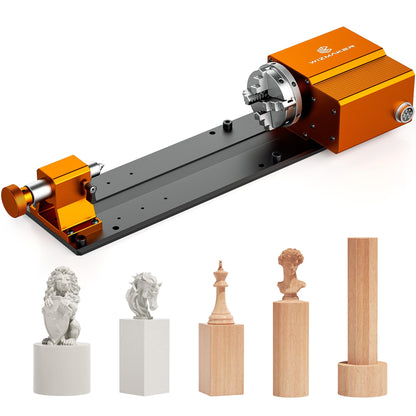 Wizmaker 4th Axis, CNC router engraving machine rotating 4th axis, belt reduction ratio: 1:4 (18:72) chuck diameter 4mm-63mm maximum length 190mm