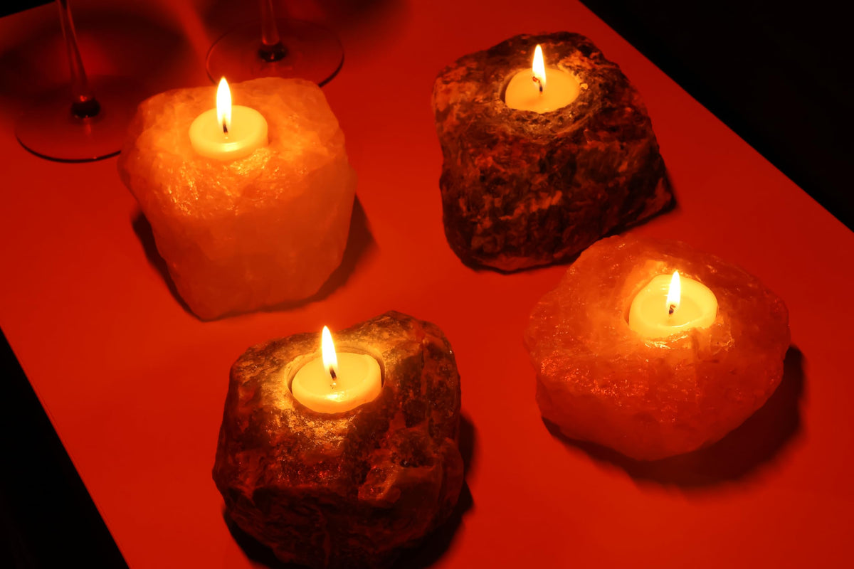 Nature’s Decorations Crystal Quartz Votive Tealight Holder - White Candle Holder for Side Tables, Countertops, Living Room, & Gifting - Rectangle Crystal Quartz Candleholder (3” x 3” x 1.5”)