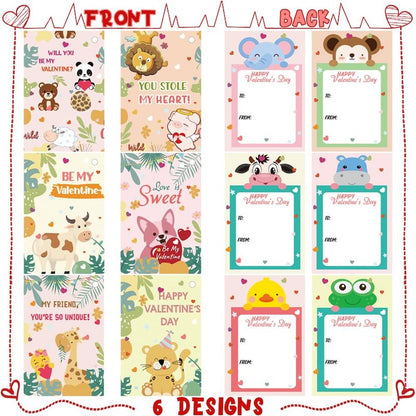 24PCS Valentines Day Cards with Small Stuffed Animals Plush Toys Set, Little Mini Stuffed Animal Keychain Valentine Exchange Cards for Kids Classroom School Exchange Prize, Valentines Day Gifts