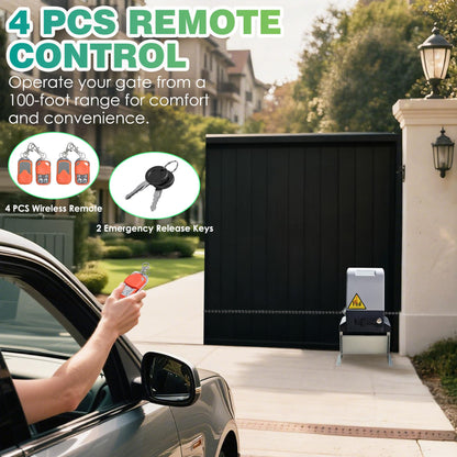 4400lbs Automatic Sliding Gate Opener with APP Control & 4 Remotes, 750W Heavy Duty Electric Sliding Gate Motor Kit with Wireless Keyboard for Sliding Gate Opener Up to 40ft