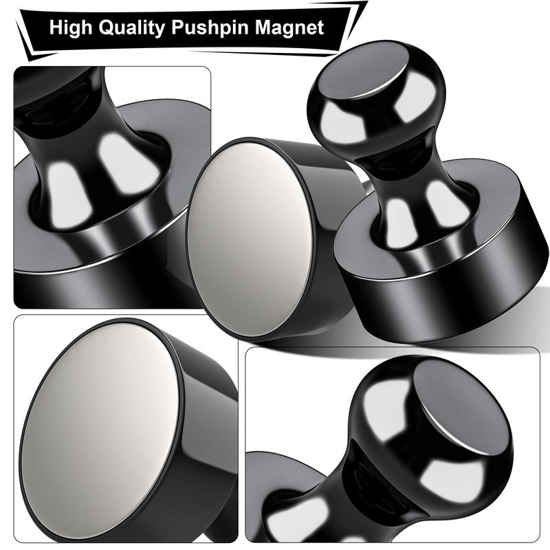 Tiergrade Metallic Magnets, Refrigerator Magnets, 20 Pack Black Magnetic Push Pins, Strong Fridge Magnets, Multi-use Whiteboard Magnets Perfect for Kitchen Office Classroom