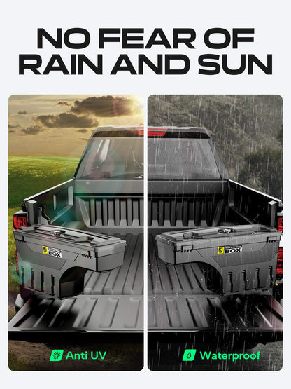 YHTAUTO Truck Bed Storage Tool Box Lockable Compatible with 2016-2023 Nissan Titan & Titan XD, Driver Side, Not Fit the UTILI-TRACK System, Not Fit Titan Box, Swing Waterproof Wheel Well Toolbox
