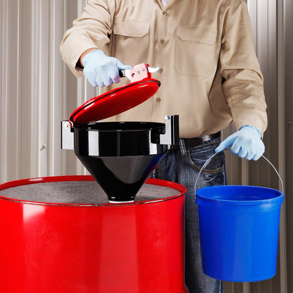 PIG Drum Funnel | Burpless Steel Drum Funnel | for 20 to 55 gal. Plastic or Steel Drums w/ 2" NPT | Red | DRM1125-RD-NPT