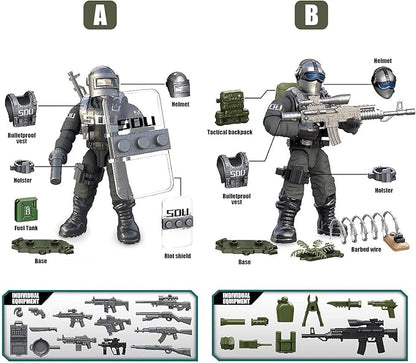 SWAT Model Equipment Assembly Building Block Toys8 PCS City Police Action Mini-Figures with Multiple Military Weapons AccessoriesParty Favors Set