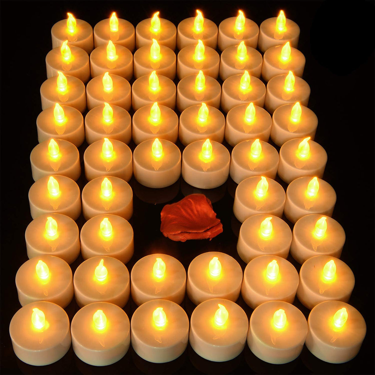 Pandaing Lasts 2X Longer White Flameless Tealight Candles, 40 Pack, Batteries Included, Realistic Tea Lights Candles, Flickering Bright Tealights, Unscented Battery Operated Candles