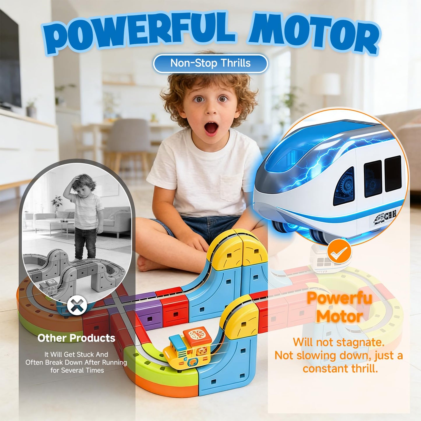 Electric Magnetic Train Toys Set- Flexible Race Track for Kids 3 4 5 6 7 8,stem Gravity Magnetic Roller Car Track for Toddlers,3D Infinity Cube Track Learning Gift Anti-Gravity Design,88 Pcs/2 car