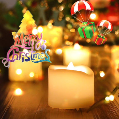 Battery Operated LED Votive Candles Realistic Flickering Flameless Tea Lights Set Bulk Electric Fake Night Candle Lights for Xmas Christmas Party Wedding Decorations Gifts 24 Pack Batteries Included