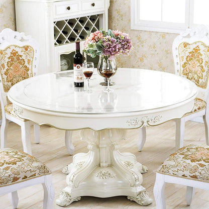 LinkGro Multi-Size 43 Inch Dia 1.5mm Thick PVC Clear Table Protector Plastic Tablecloth Table Cloth Wipeable Vinyl Table Top Cover for Dinner Coffee Table Furniture Protector Water Oil Resistant