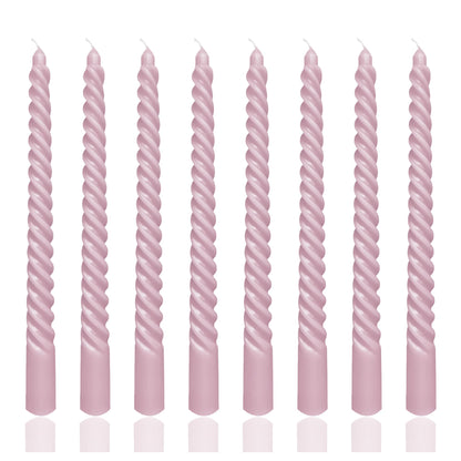 10 Inch 8 Pack Blush Pink Spiral Taper Candles for Dinner Home Decor Wedding Shower Christmas Candlesticks, Baby Shower, Birthday Party Candles