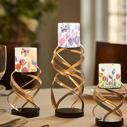 NETILGEN Tulips Flolwer Butterfly 4 Packs Decorative Flameless Candles 3 inch LED Pillar Candles with Remote Timer Control Battery Operated Color Changing Candles