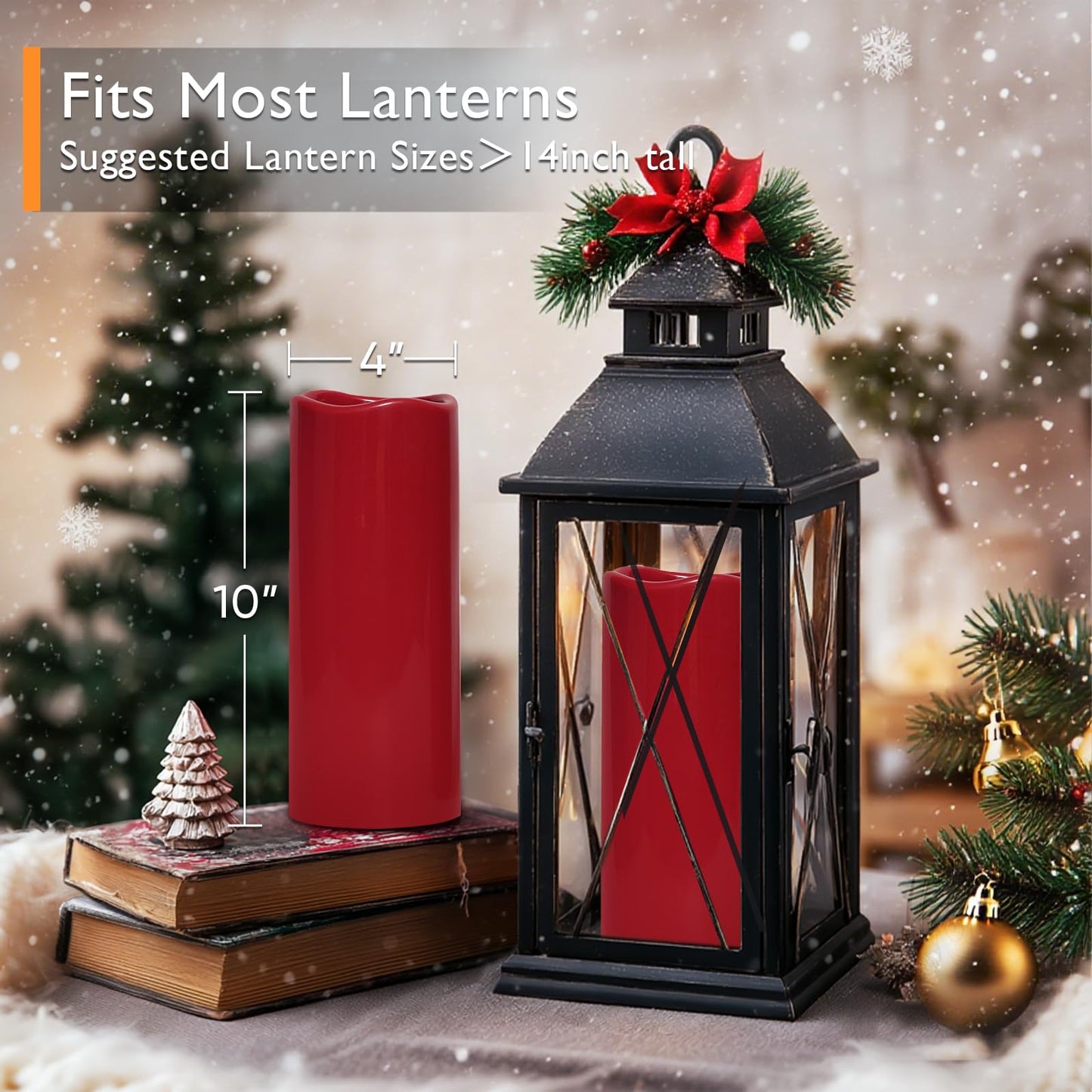 Homemory 4"x10" Burgundy Flameless Candles, Red Candles, Outdoor Waterproof Flameless Candles with Remote and Timers, Battery Operated LED Pillar Candles, Christmas Decor, Won't Melt Plastic, Set of 2