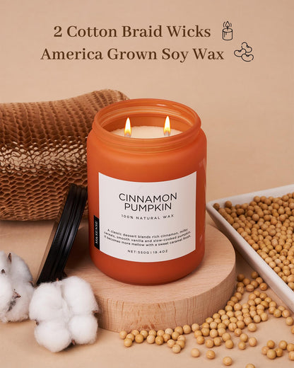 M&SENSE Ceylon Cinnamon Pumpkin Scented Candles, Soy Natural Candles 110 Hours Long Lasting Slow Burning Candle for Easter Holiday Gifts