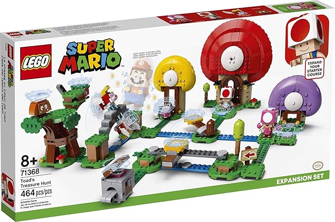 LEGO Super Mario Toad’s Treasure Hunt Expansion Set 71368 Building Kit Toy for Kids to Boost Their Super Mario Adventures with Mario Starter Course (71360) Playset (464 Pieces)