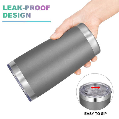 VEGOND 20oz Tumbler with Lid and Straw Stainless Steel Tumbler Cup Vacuum Insulated Double Wall Travel Coffee Mug Powder Coated Coffee Cup, Grey, 1 Pack