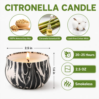 Citronella Candles Outdoor, 12 Pack Natural Soy Wax Citronella Candles, 300 Hours Long-Lasting Burn Citronellas Candle for Backyard, Garden, Patio and Camping