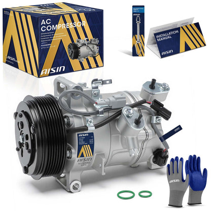 AISIN AFTERMARKET ACCN-00823 Air Conditioner AC Compressor - Compatible with INFINITI Q50 2014-2021 3.0L 3.7L, Q60 2017-2020 3.0L - with 7-Pulley Groove, with Clutch