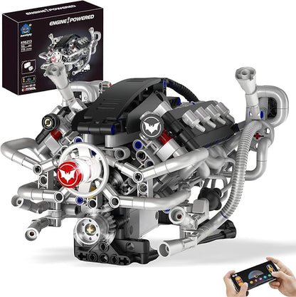 V8 Engine Model Kit Build Your Own RC Car Kit with Realistic Pistons &amp Dynamic FX 770+ Building Blocks for Adults STEM Toy Building Sets with App &amp Remote Control