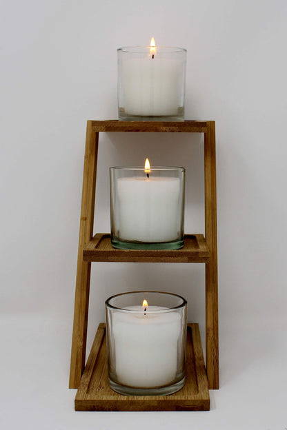 White Votive Candles in Glass Jar - 3 Pk Long Burning 24 Hour Smokeless Unscented Votives - Wedding Dinner Party Relaxing Candles