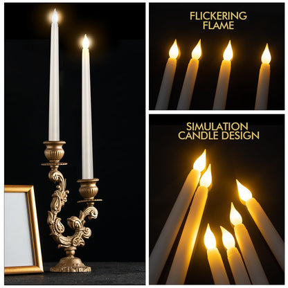 Bazayona 36pcs Flameless Flickering LED Taper Candles Bulk Battery Operated Candles for Christmas Halloween Birthday Wedding Party, (Ivory, 11 inch, 36pcs)