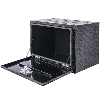 CuisinSmart 24 Inch Truck Tool Box, Heavy Duty Aluminum Waterproof Trailer Tool Box, RV Storage Organizer, Underbody Truck Bed Toolbox with Side Handle, Lock and Keys