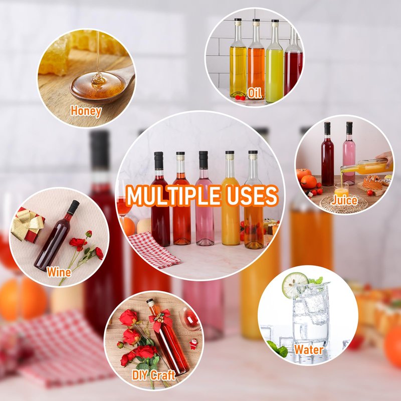 Alotpower Wine Bottles 12oz with T-top Caps & Seal Shrink Capsules Caps12Pack, 375 ml Glass Bottles for Wine Making,Empty Glass Bottles with Cork for Kefir,Beverages,Kombucha(12fl.oz/375ml)