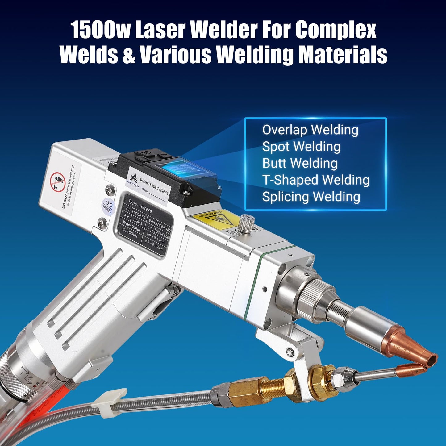 Garvee 1500W(0.874mW) Laser Welding Machine with Auto Wire Feeder Cable, Professional Handheld Laser Metal Welder Class 2 with Built-In Chiller for Welding, Cutting and Cleaning 3 In 1