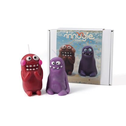 Cute Funny Clay Creature Candles with Natural Scents (Lavender & Rose Ebony), Novelty Home Decor Gifts for Holidays, Birthdays, Party Favors, Natural Soy Wax, Relaxation and Mood Enhancement