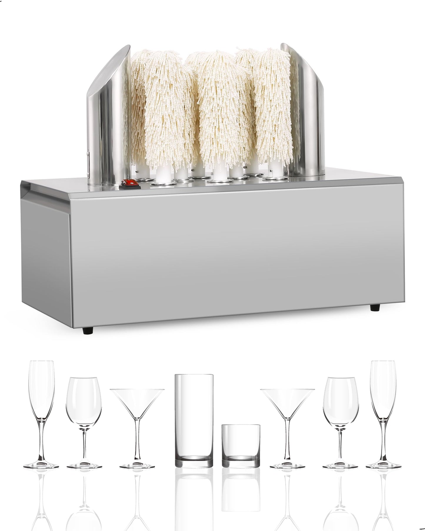 GarveeTech Electric Wine Glass Polisher with 8 Pure Cotton Brushes