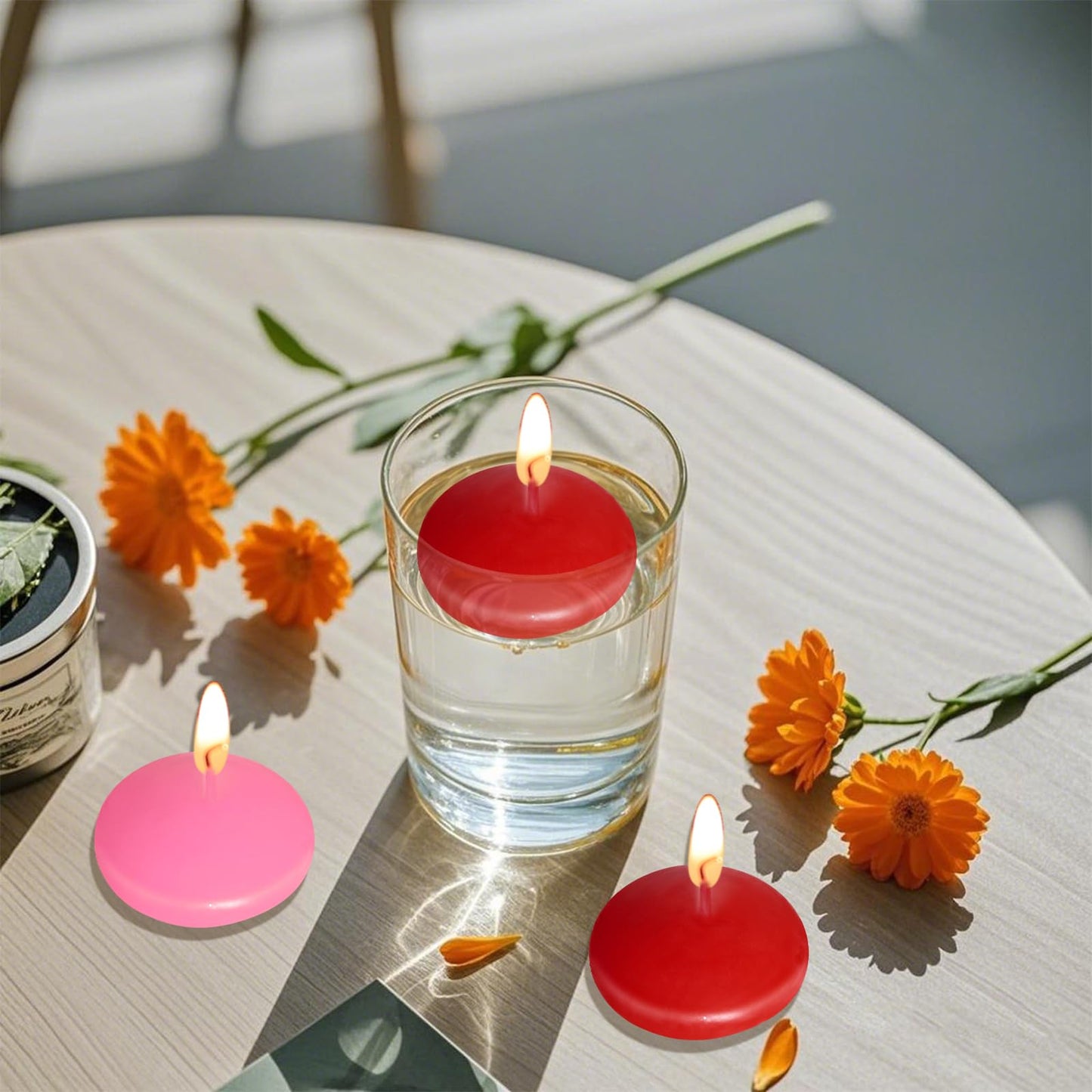 20 Pcs Floating Candles Centerpieces, 1.5 Inch Unscented Floating Candles Small Decoration for Valentine's Day, Thanksgiving, Wedding and Home Decor