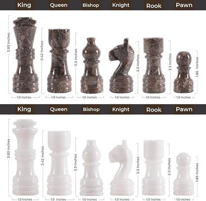 Marble Chess Set for Adults with Complementary Storage Box 15 Oceanic &amp White Handmade Board Game Classic Board Games for Adults Luxury Chess Set