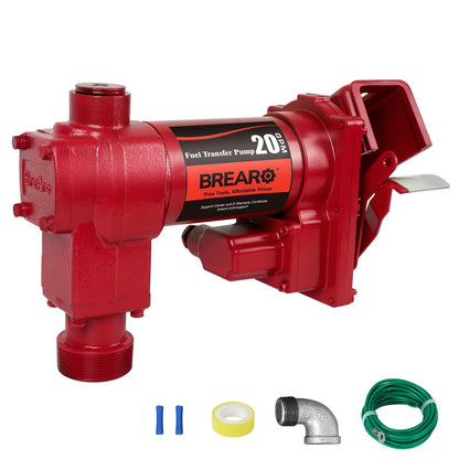 Fuel Transfer Pump 12V DC 20 GPM, High-Flow Cast Iron Heavy-Duty Pump for Gasoline, Diesel, Kerosene, Ethanol, Methanol, and Biodiesel