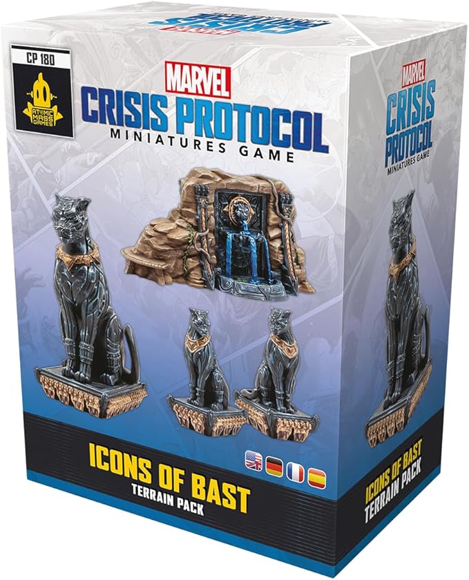 Marvel: Crisis Protocol Icons of Blast TERRAIN PACK - Enhance Battles with Wakandan Statues &amp One-Shot Card! Tabletop Superhero Game Ages 14+ 2 Players 90 Min Playtime Made by Atomic Mass Game