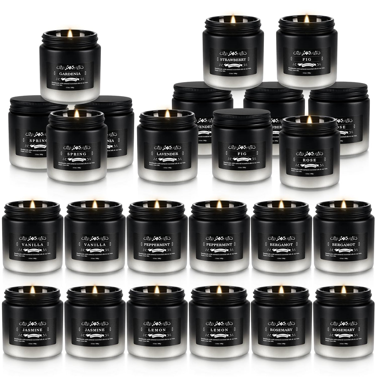 Fclayvts Scented Candles Set - 24 Pack Black&White Men Candles for Home Scented, 3.5 oz, Aromatherapy Soy Candle Gifts Set for Men, Birthday, Valentine, Christmas, Anniversary Present for Him