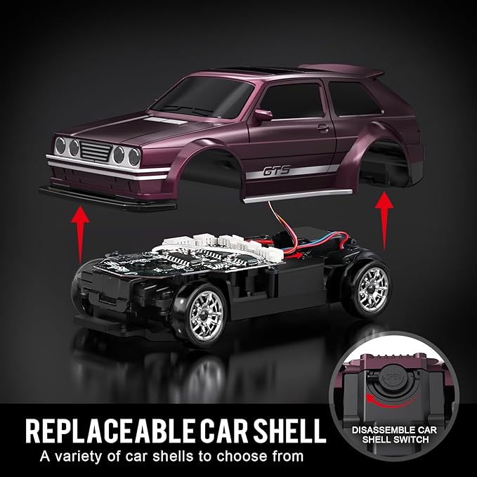 1/43 Mini RC Drift Car with Gyroscope 4WD Full Proportional RC Car 2.4GHZ Hobby Grade Remote Control Cars RTR Model Vehicle 20+KM/H High Speed for Hobbyists Kids Adults (Green)