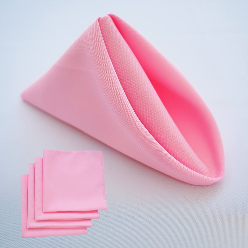 JYFLZQ Pink Round Tablecloth 70 Inch for 4 Foot Tables Machine Washable, Durable, Thick Polyester Fabric Table Cloth Table Cover for Parties Banquet Wedding(Equipped with 4 Napkin Cloth)