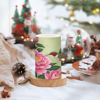 ALAZA Red Roses and A Small Bird Hummingbirds Flickering Flameless Candles Battery Operated with Remote Timer,Tea Light Candles LED Pillar Votive Candles Set of 2 for Outdoor Indoor Decorations