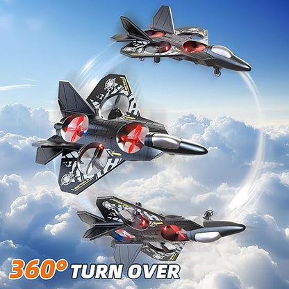Foam Remote Control Airplane for Kids 8-12 2.4 GHz RC Plane with Colorful Lights 360° Flips and Stunt Roll RC Airplane Toy for Boys and Girls Ages 8-16 Gift for Kids and Adults (Gray)