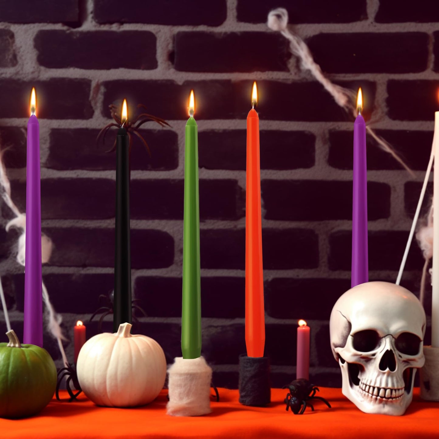 MTLEE 16 Pcs 10 Inch Long Tapered Candle Stick Bulk Smokeless Unscented Burning Candlestick Paraffin Wax with Cotton Wick for Valentine's Day Baby Shower Wedding Holiday Party Church (Spooky Color)