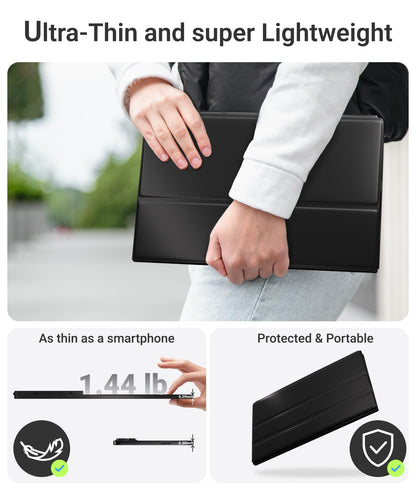 Ingnok Portable Monitor, 15.6inch FHD 1080P Travel Monitor, Ultra-Thin, USB-C Plug&Play, Built-in Speakers, Portable Screen for Laptop, Mac, Switch/PS5, Travel&Office Assistant