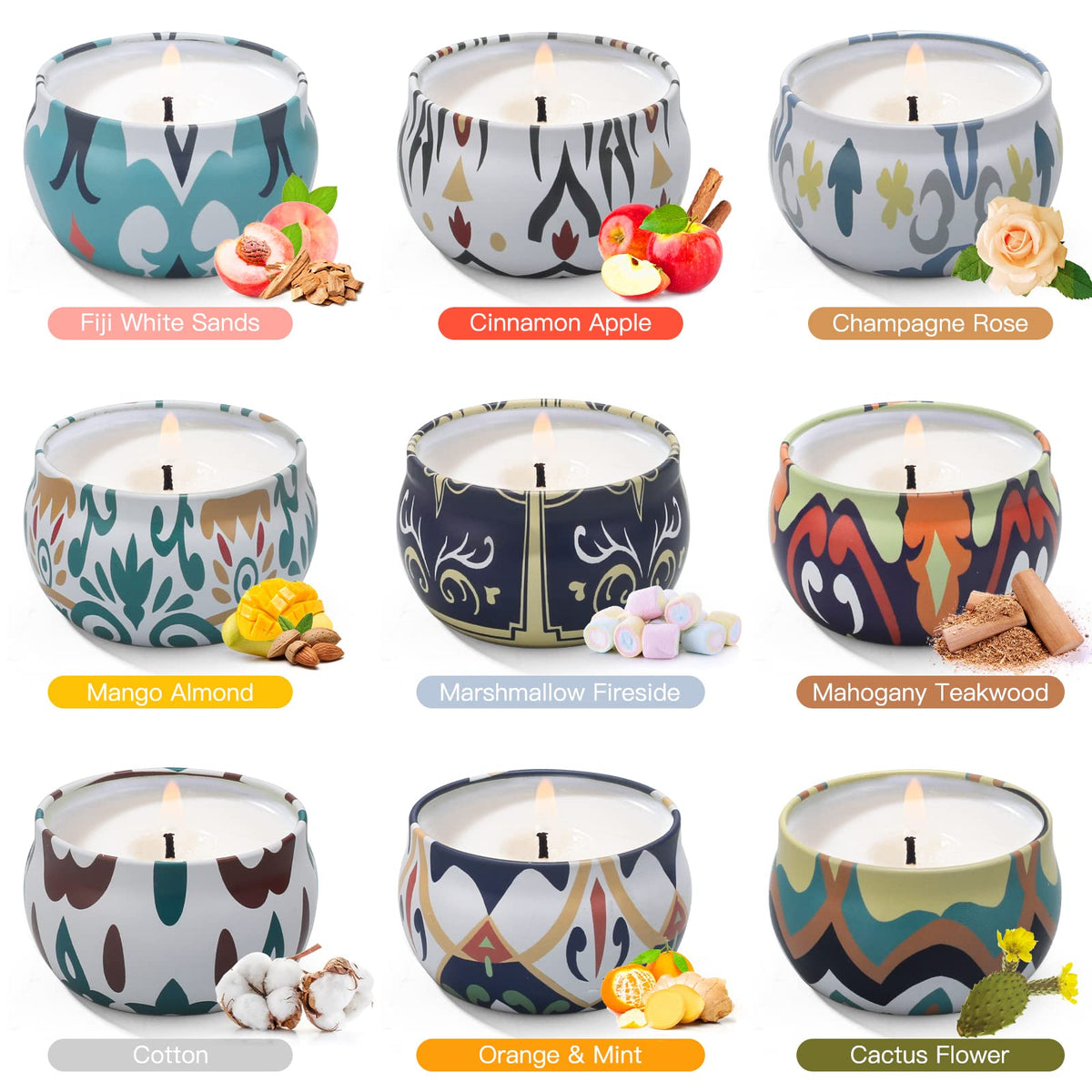 Scented Candles, 9 Packs 2.5oz Candle Set, Soy Candles for Home Scented, Aromatherapy Candle Gift Set for Stress Relief, Bathing, Ideal Gifts for Women Birthday, Valentines Day, Mothers Day