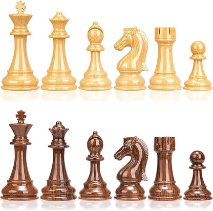 AMEROUS High Polymer Weighted Chess Pieces with 4.25'' King - 2 Extra Queens - Gift Package Standard Tournament Chessmen for Chess Board or Replacement of Missing Pieces (Chess Pieces Only)